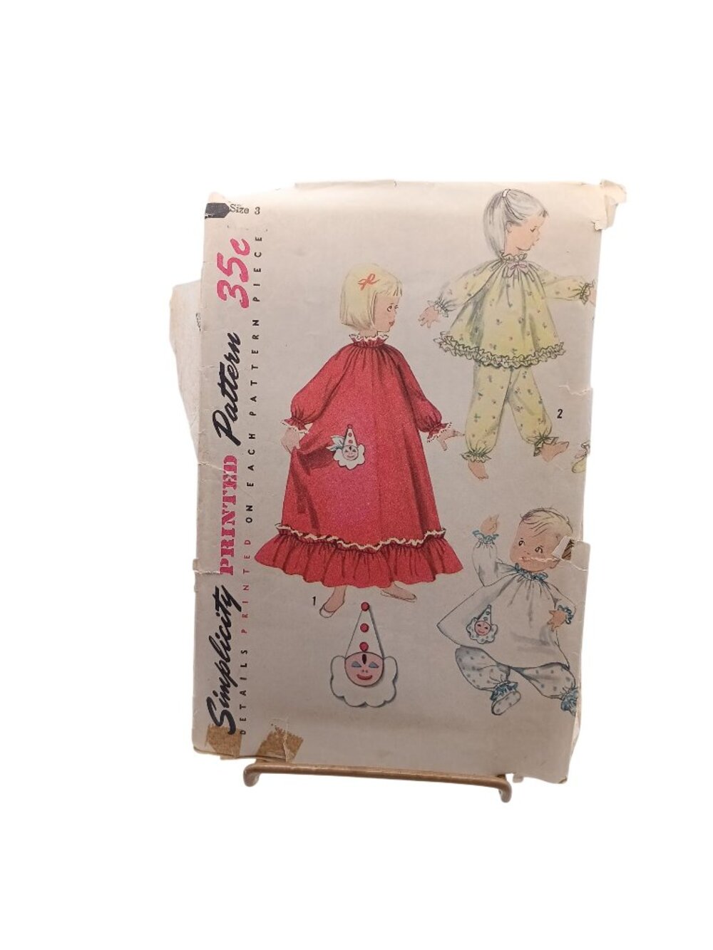 Simplicity Printed Pattern 1826 Toddlers Nightgown Pajamas Booties Size 3 Vintag